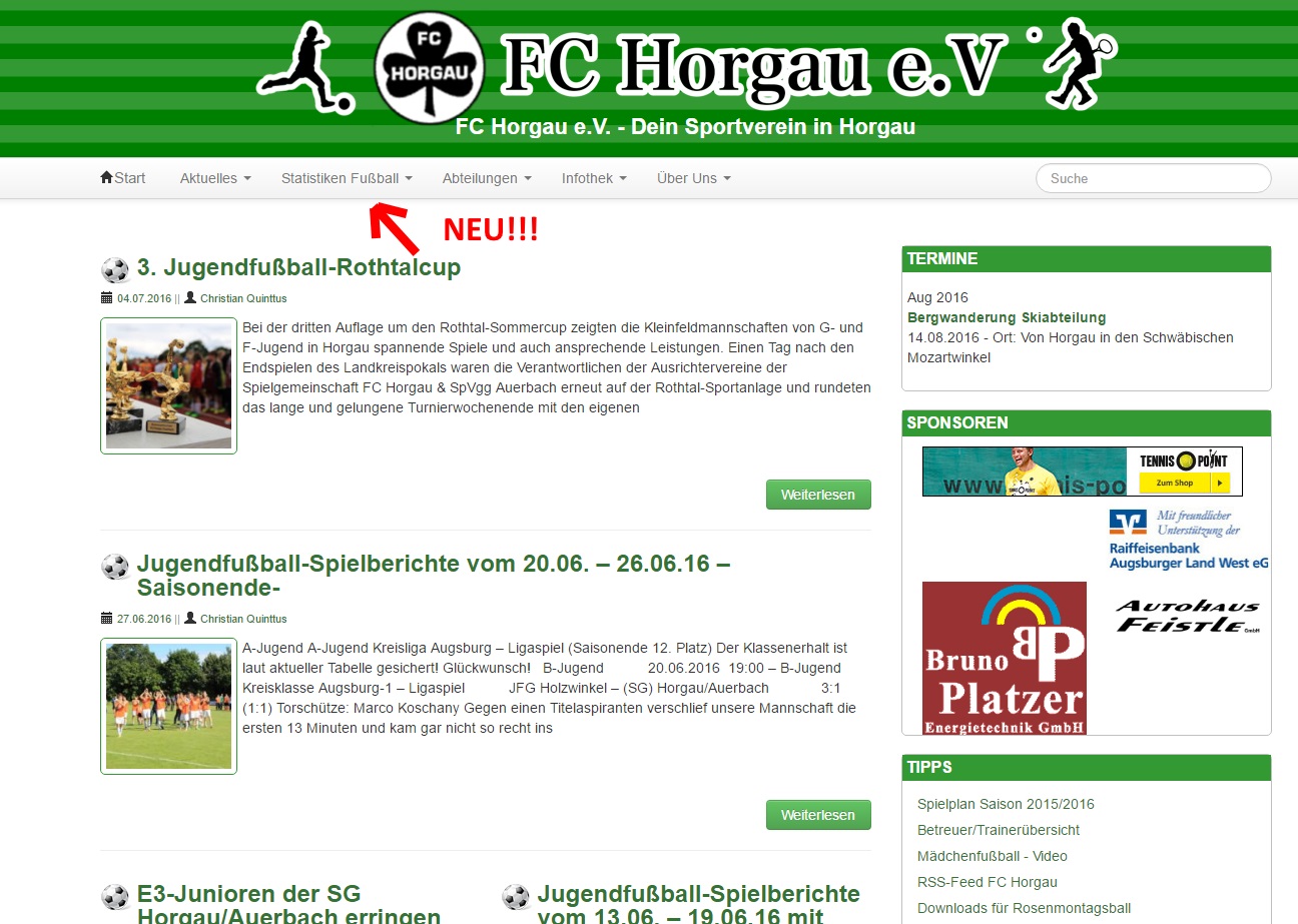 Neues auf der Internetseite des FC Horgau!!!